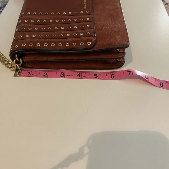 Michael Kors Brooklyn Grommet Large Leather Suede Crossbody Bag in Brick Red - Picture 8 of 8